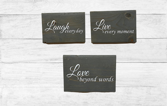 Set of 3 Live Laugh Love wood signs