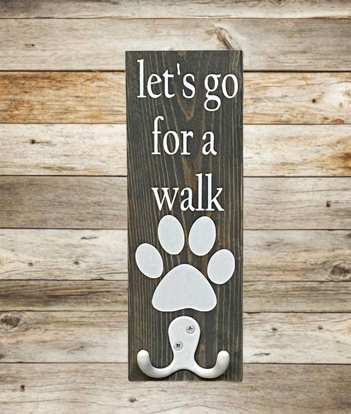 Let's go for a walk Dog Leash Holder Wood Sign